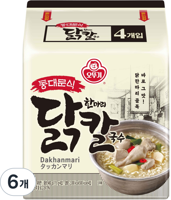 오뚜기 동대문식 닭한마리 칼국수 4p, 460g, 6개