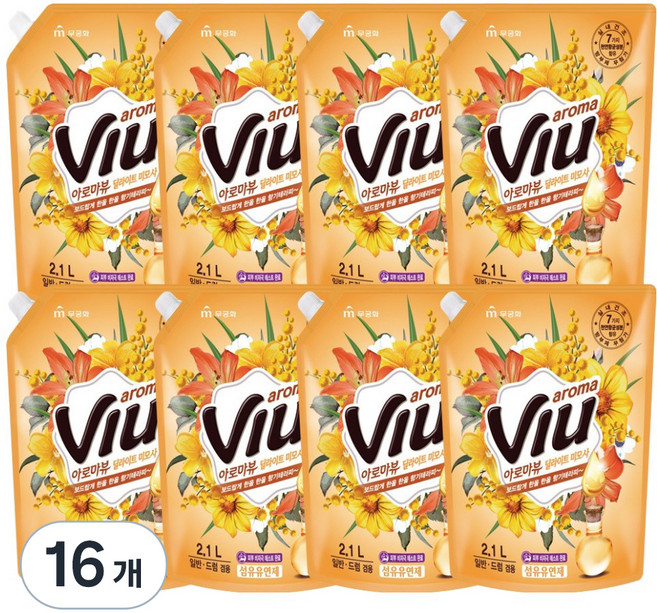 아로마뷰 섬유유연제 딜라이트 미모사 리필, 2.1L, 16개