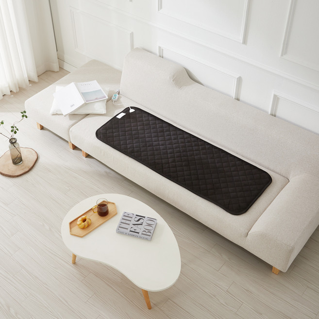 더안 논슬립 극세사 쇼파 조절기 일체형 전기방석 3인용 DHB-A3024, 블랙, 50 x 140 cm