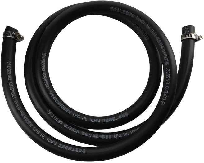 Elephant Waters 沐象 3分高壓橡膠瓦斯管 附束環 5尺 380g, 0733, 黑色