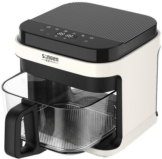 SOnGEn 松井 日系美廚 3D熱旋晶鑽玻璃氣炸鍋, SG-421GAF-W, 白色