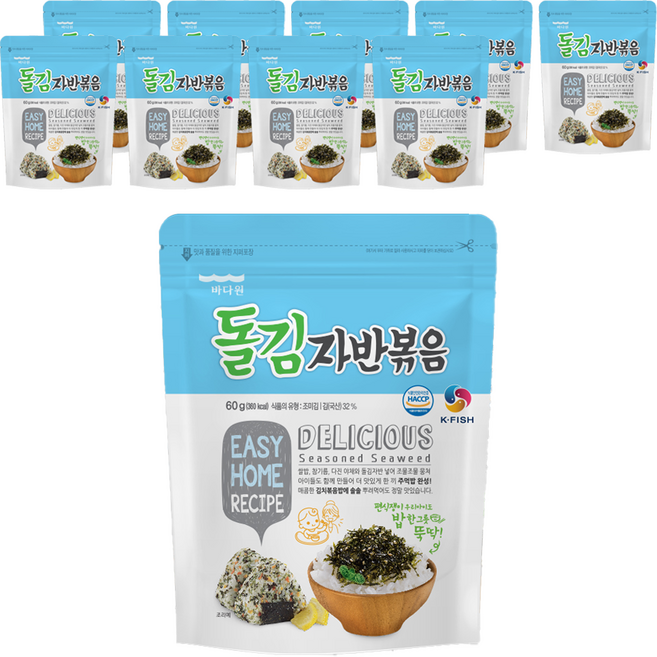 바다원 돌김자반볶음, 60g, 10개