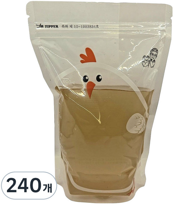이루다팩토리 꼬꼬 수치선 다용도 육수저장팩 15 x 22 cm 600ml, 240개, 1개입, 중(M)