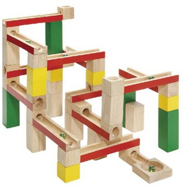 mentari 彈珠軌道益智組 積木配件x48 彈珠x6 訓練手眼協調 空間邏輯概念, 1組