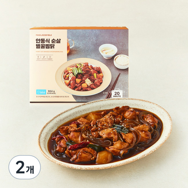푸드어셈블 안동식 순살 벌꿀 찜닭 밀키트 2인분, 904g, 2개
