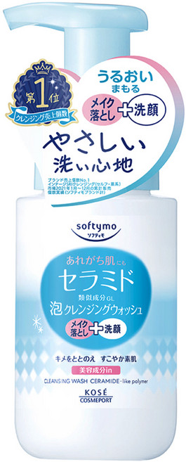 KOSE 高絲 softymo 絲芙蒂 台灣公司貨 神經醯胺卸粧洗顏慕絲, 200ml, 1個