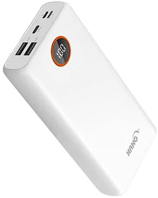 HANG 40000mAh 超大電容量 液晶顯示 PD + QC4.0 雙向快充行動電源 PD4 20.5W輸入/輸出, 白色