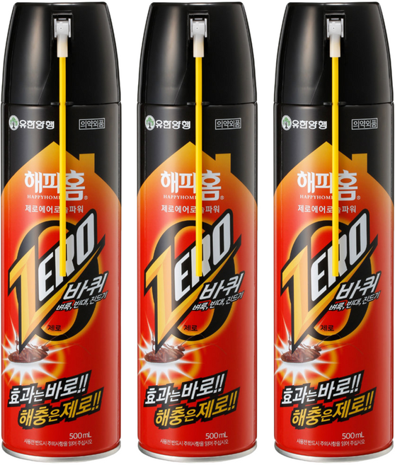 해피홈 제로에어로솔 파워 바퀴용, 500ml, 3개