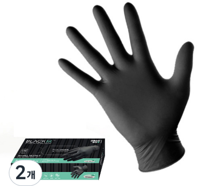 크린스킨 다용도 일회용니트릴장갑 100p, 블랙, 중(M), 2개