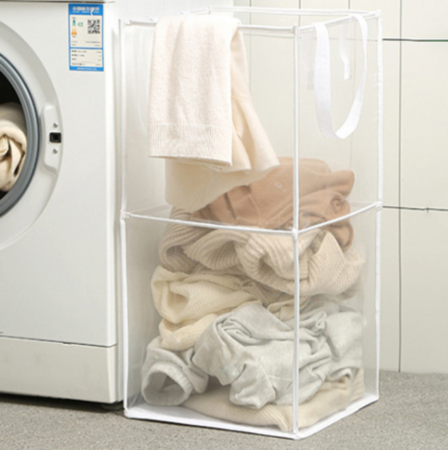 디오셀 망사통풍 접이식 빨래바구니, 화이트