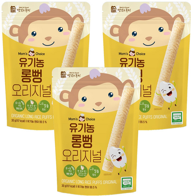 맛있는풍경 유기농 롱뻥, 오리지널맛, 30g, 3개