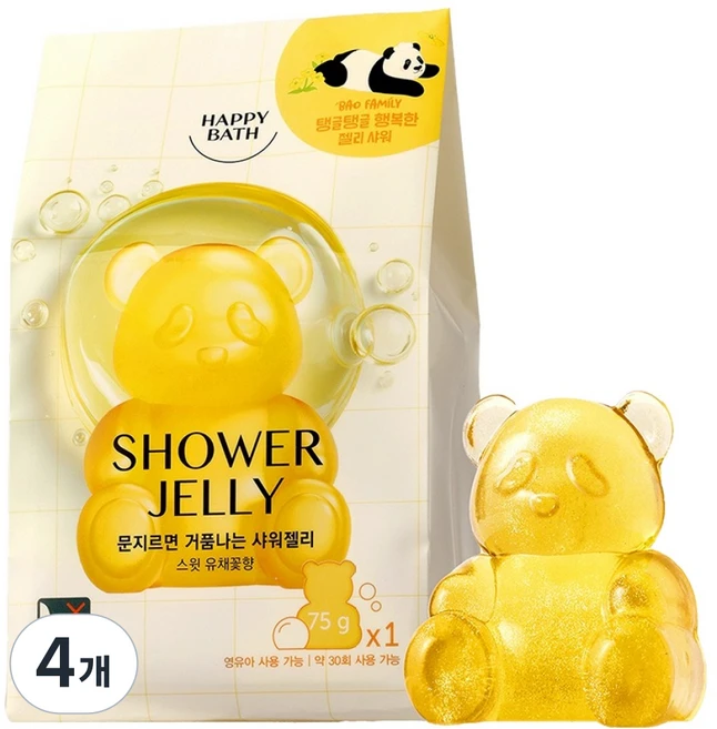 해피바스 바오패밀리 오리지널컬렉션 샤워젤리 바디워시 유채꽃 향, 75g, 4개 - 쿠팡