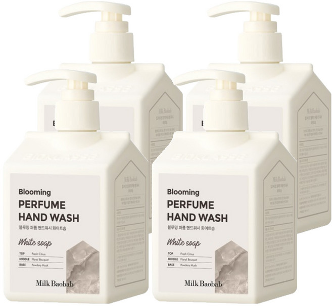 밀크바오밥 블루밍 퍼퓸 핸드워시 화이트솝, 250ml, 4개