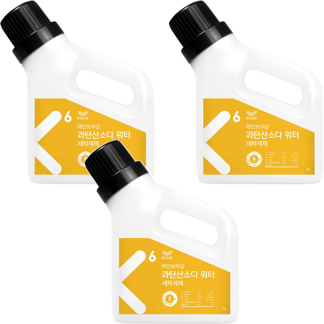 레인보우샵 과탄산소다 워터 세탁세제 본품, 1L, 3개