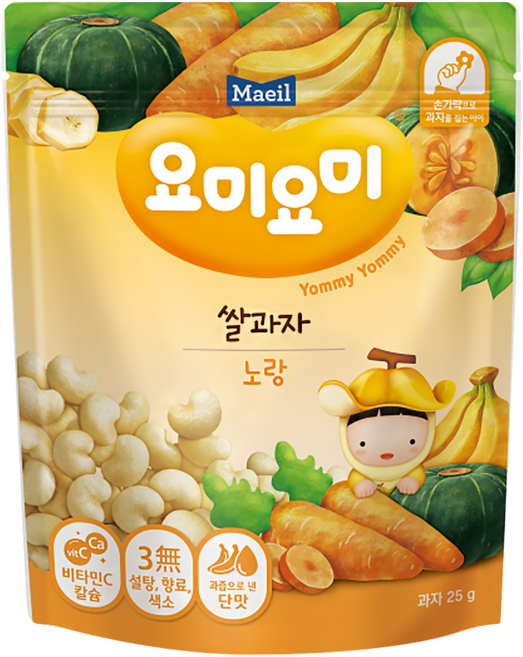 Maeil 每日乳業 Yommy Yommy 造型米餅 米心心, 香蕉南瓜味, 25g, 1包