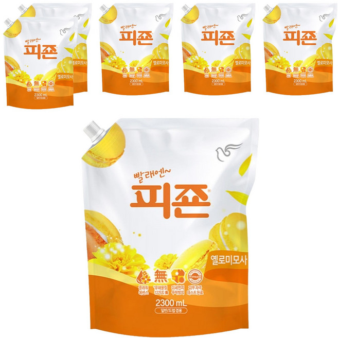碧珍 高級衣物香氛柔軟精補充包 Yellow Mimosa, 2.3L, 6包