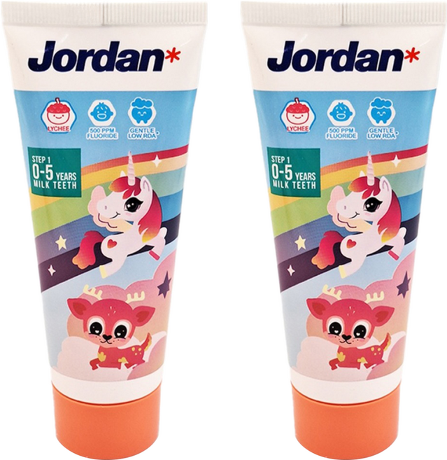 Jordan 清新荔枝味兒童牙膏 0~5歲, 75g, 1入, 2條