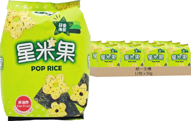 統一生機 星米果 蒜香海苔, 50g, 12包