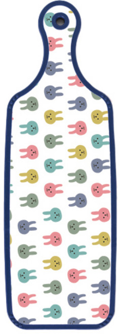 로엠디자인 블루에디션 양면 서빙 도마 블루톤플라워, 토끼, 1개