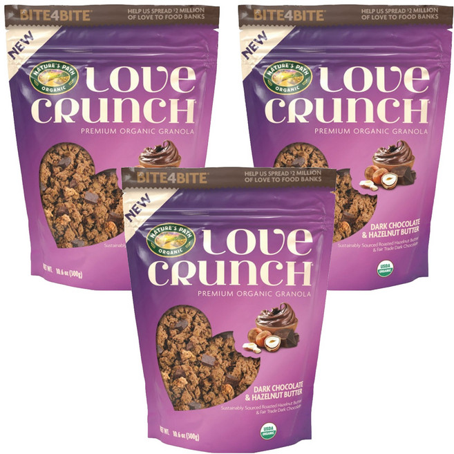 네이쳐스패스 러브 크런치 다크 초코 헤이즐넛 버터 그래놀라, 300g, 3개