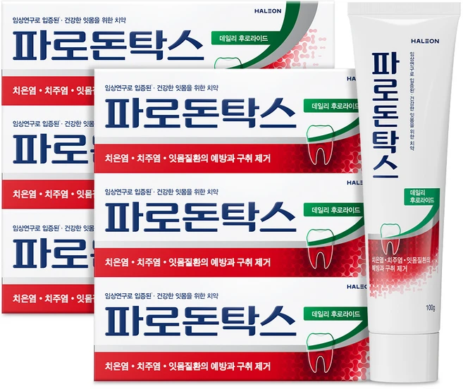 파로돈탁스 데일리 후로라이드 치약, 100g, 6개 - 쿠팡