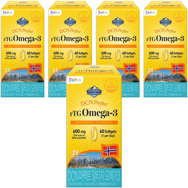 다이아몬드캘리포니아뉴트리션 DCN 퍼펙트 알티지 오메가3, 5개, 60정