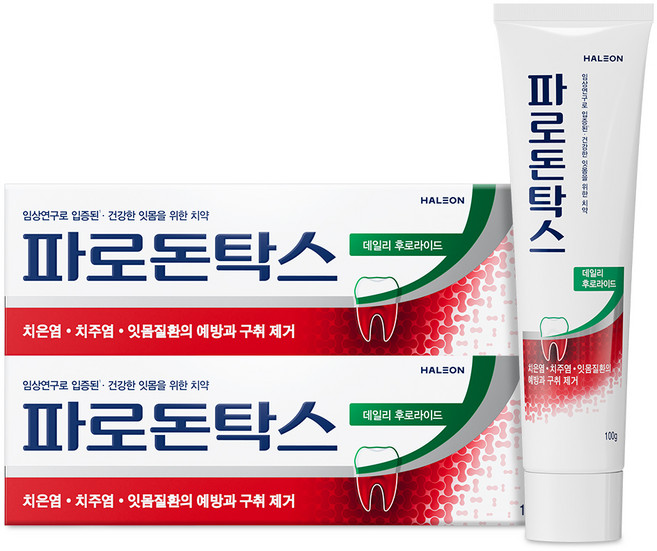 파로돈탁스 데일리 후로라이드 잇몸 치약, 100g, 2개