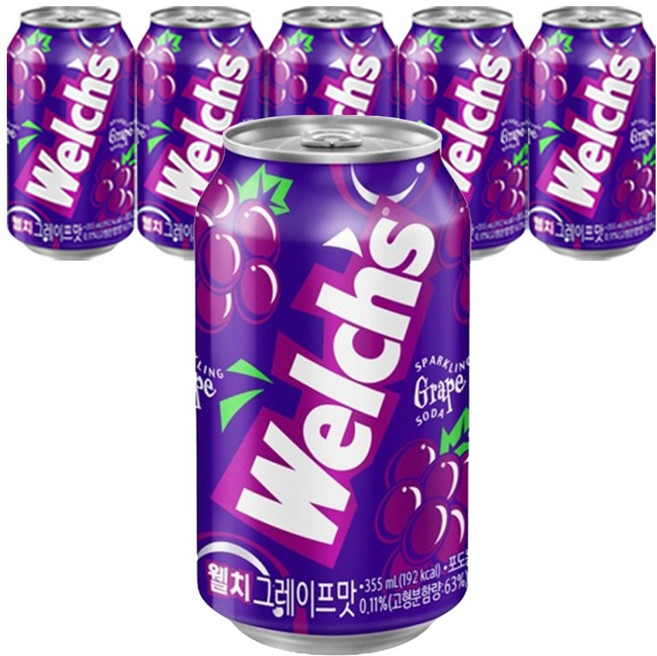 웰치스 그레이프맛, 355ml, 6개