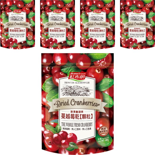 HomeBrown 紅布朗 蔓越莓乾顆粒, 200g, 5包