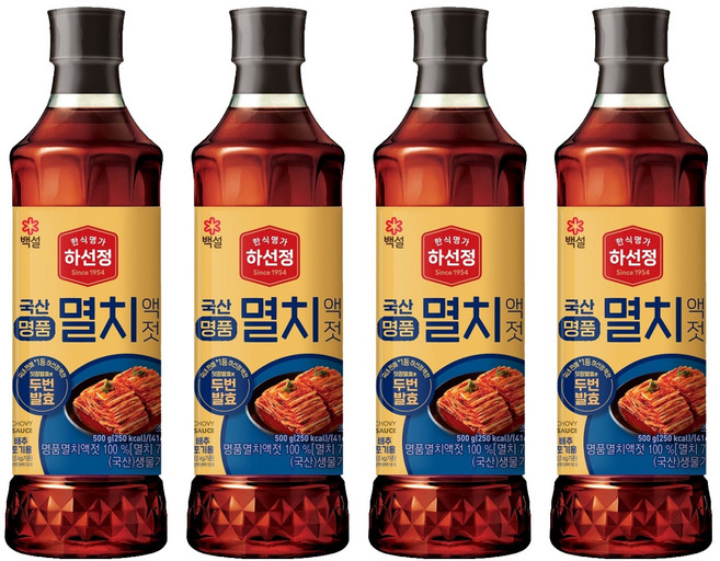 하선정 국산 명품 멸치액젓, 500g, 4개