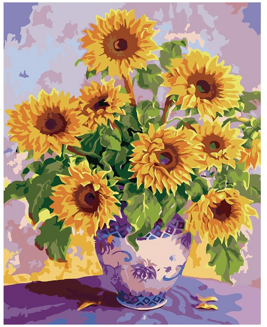 모모픽스페인팅 DIY 명화 그리기 세트 40 x 50 cm, 해바라기 화병, 1개