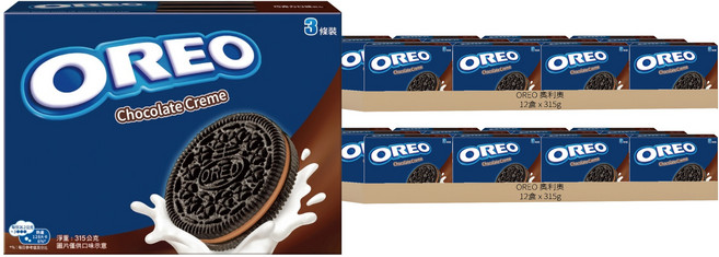 OREO 奧利奧 巧克力口味夾心餅乾 3條裝, 315g, 24盒