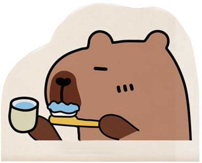 西格傢飾 日本呆萌水豚君軟珪藻土地墊 500g, 刷牙水豚 米色, 1個