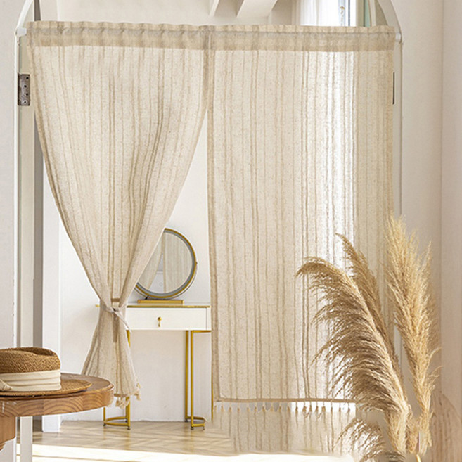 Casa Bella 美麗家居 棉麻質感 門簾, 米黃色