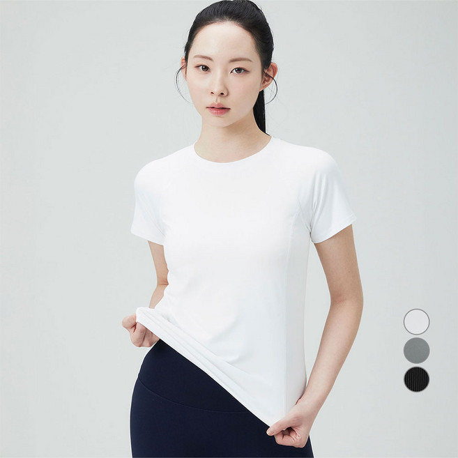 아피나르 여성용 슬림핏 에어위킹 피치터치 액티브 라글란 반팔 티셔츠