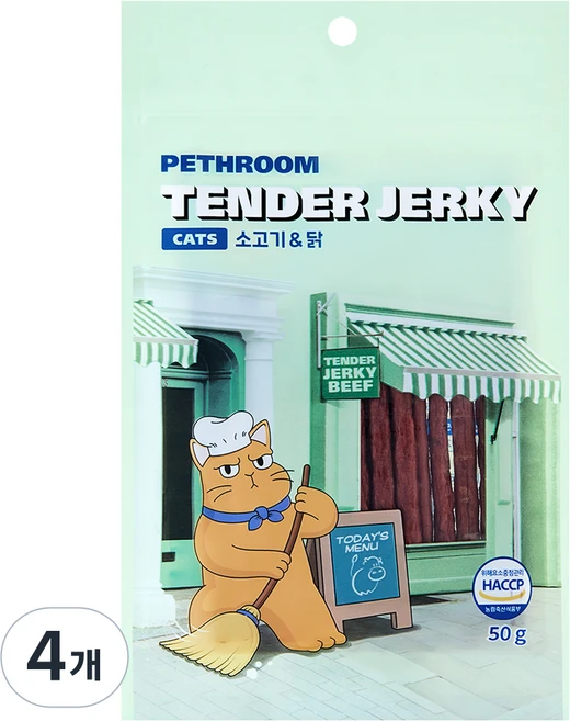 페스룸 텐더 저키 캣츠, 혼합맛(소고기/닭), 50g, 4개 - 쿠팡