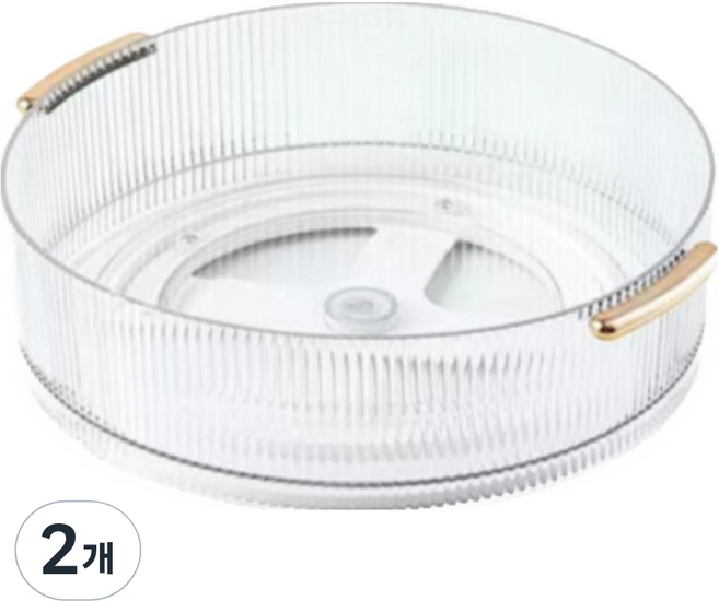심플 플리츠 360도 회전 화장품 정리 트레이, 투명, 2개
