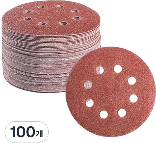 O-ON 圓形砂紙 研磨砂紙 8孔 1000號 125mm, 100個