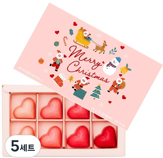 카카오리퍼블릭 크리스마스 스위트하트 수제초콜릿 4종 x 2p 선물세트, 5세트