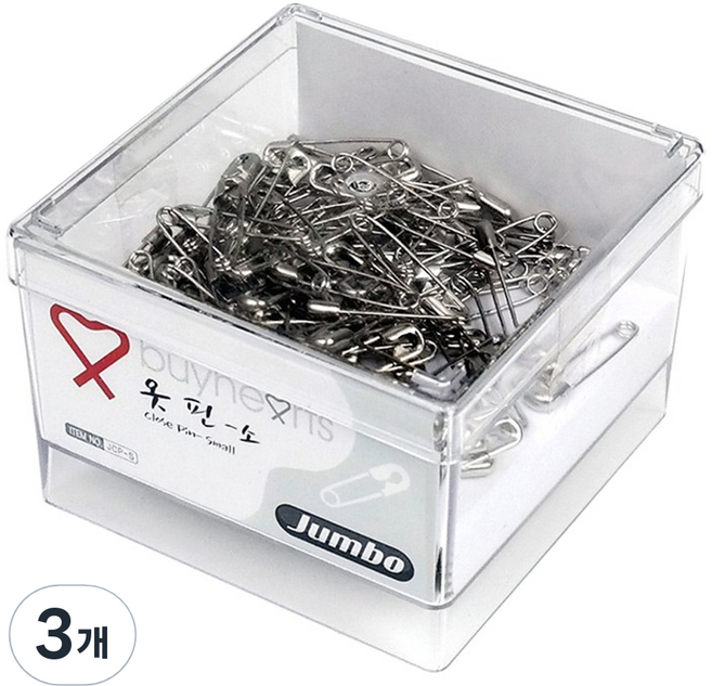 buyhearts Jumbo 小號安全別針, 3個, 銀色