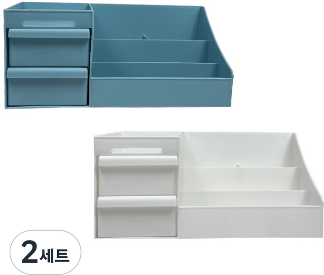 랩앤툴스 북유럽 데스크 정리함 2종 세트, 화이트, 블루, 2세트