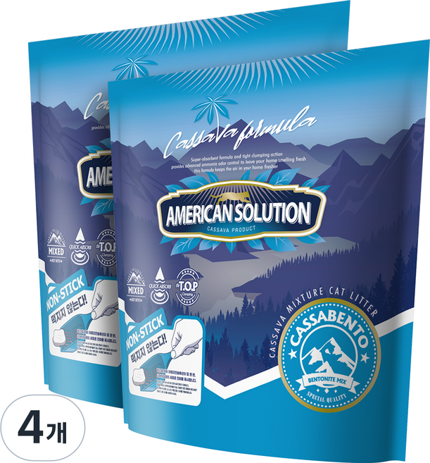 아메리칸솔루션 응고형 카사벤토 고양이모래, 5.9kg, 4개, 무향