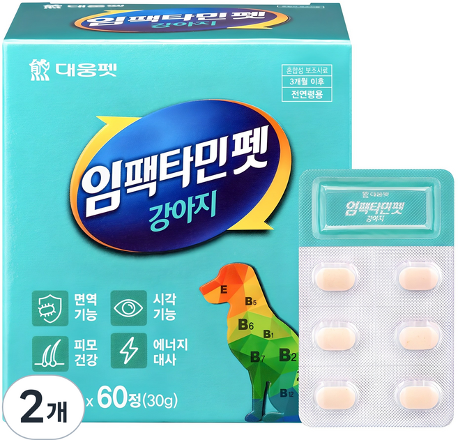 대웅펫 강아지 임팩타민 영양제, 60정, 종합영양제, 2개