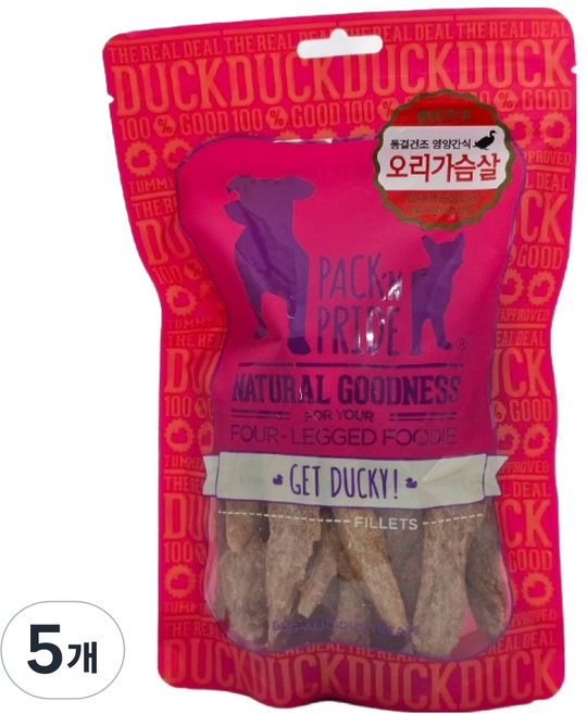 팩앤프라이드 반려동물 동결건조 간식, 오리가슴살, 99g, 5개