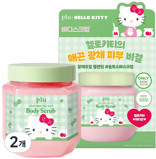 플루 산리오 헬로키티 퍼퓸드 씨솔트 바디스크럽 화이트블랑, 600g, 2개