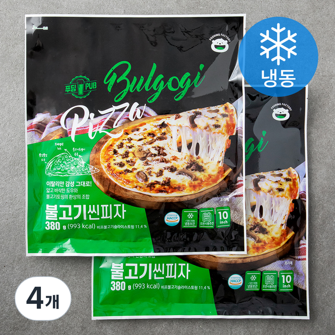 푸딩팩토리 불고기 씬피자 (냉동), 380g, 1개입, 4개