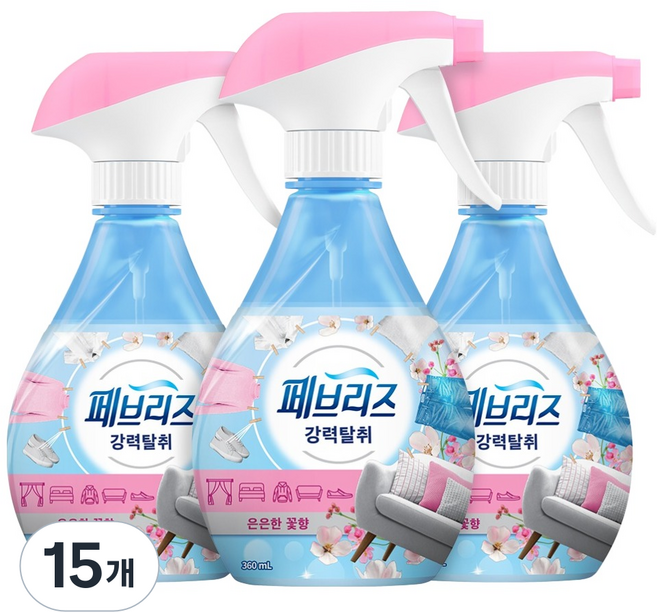페브리즈 섬유탈취제 은은한 꽃향 본품, 360ml, 15개