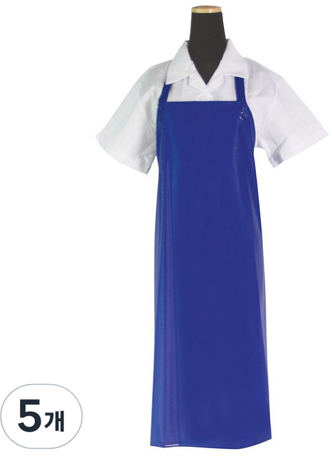우레탄 목끈형 앞치마 중, 청색 무광, 5개