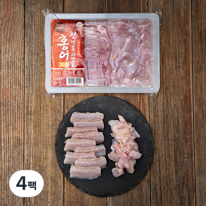 천년목사골 홍어모둠 날개 + 몸살, 300g, 4팩