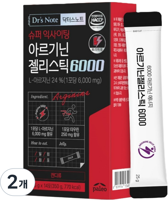 DrSNote 超級活力精胺酸果凍條 6000 14入, 350g, 2個